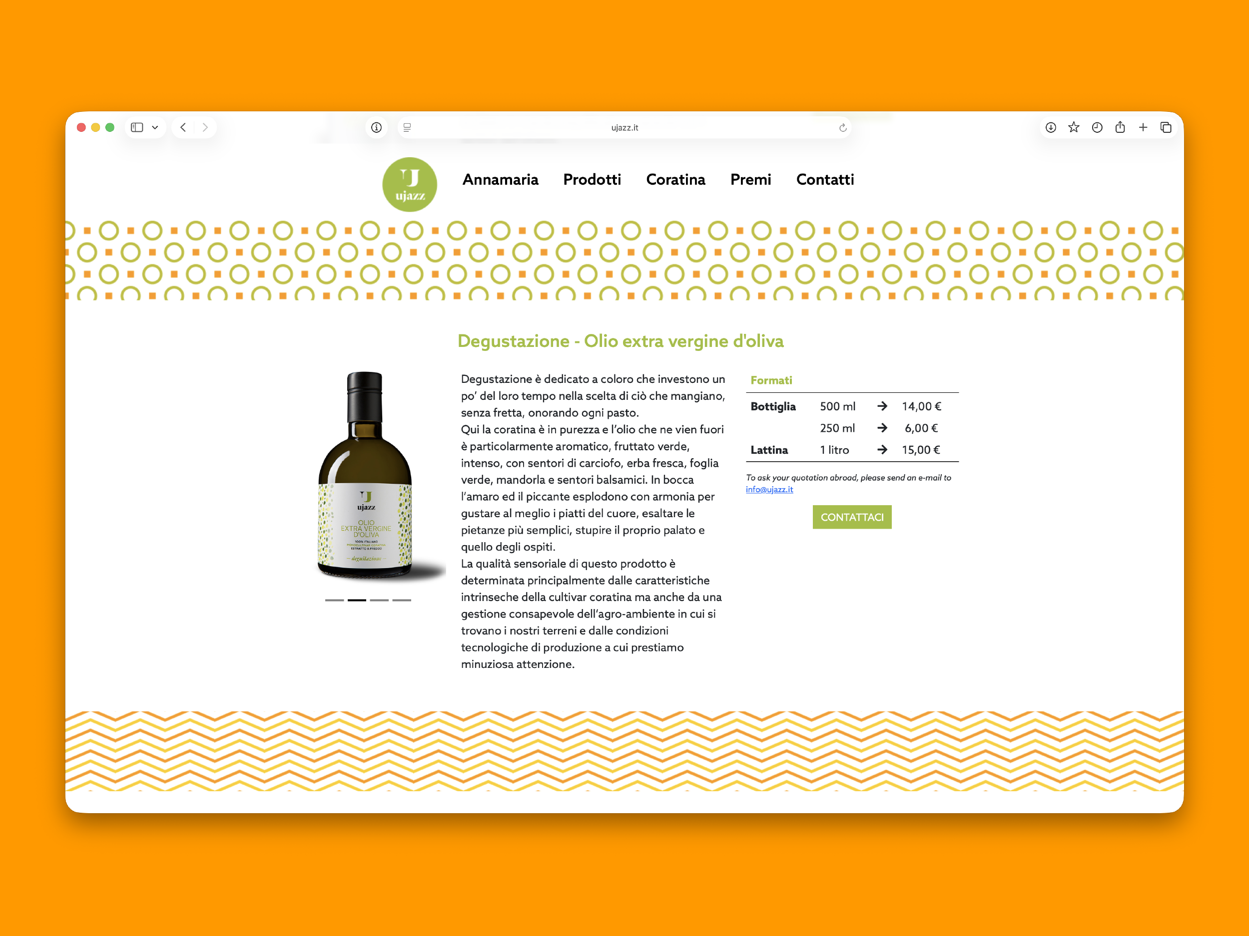 Sito web ujazz, info commerce